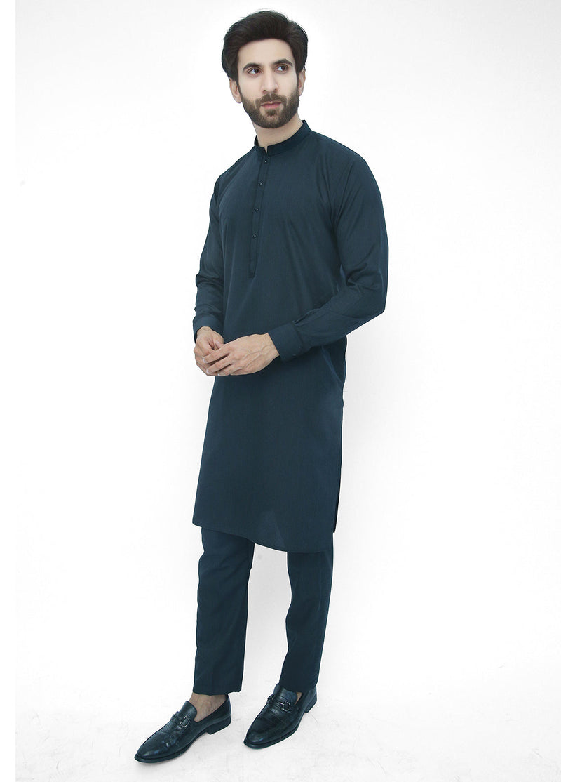 Blue Gray Shalwar Kameez For Men's