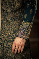 Emerald Green Embroidered Front Open Sherwani GS-5156