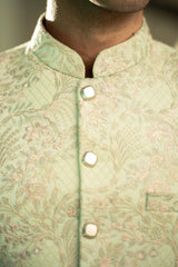 Mint Green Embroidered Prince Coat PC-569