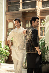 Black Embroidered Waistcoat W-2998