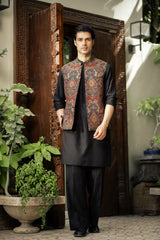 Multi-Color Embroidered  Waistcoat W-2889