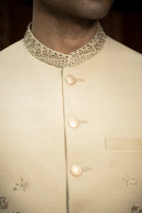 Cream Embroidered Waistcoat W-3014