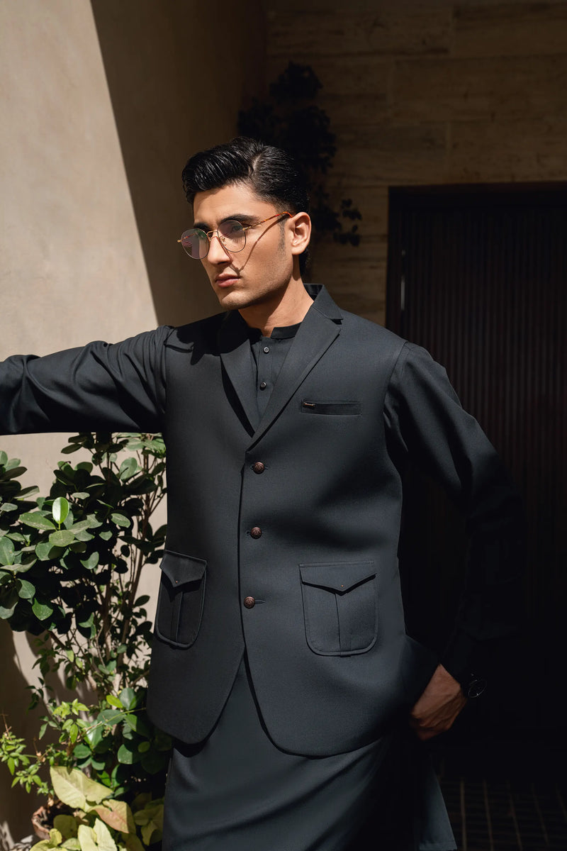 Deep Green Lapel Suiting Waistcoat Suit WS-244-117