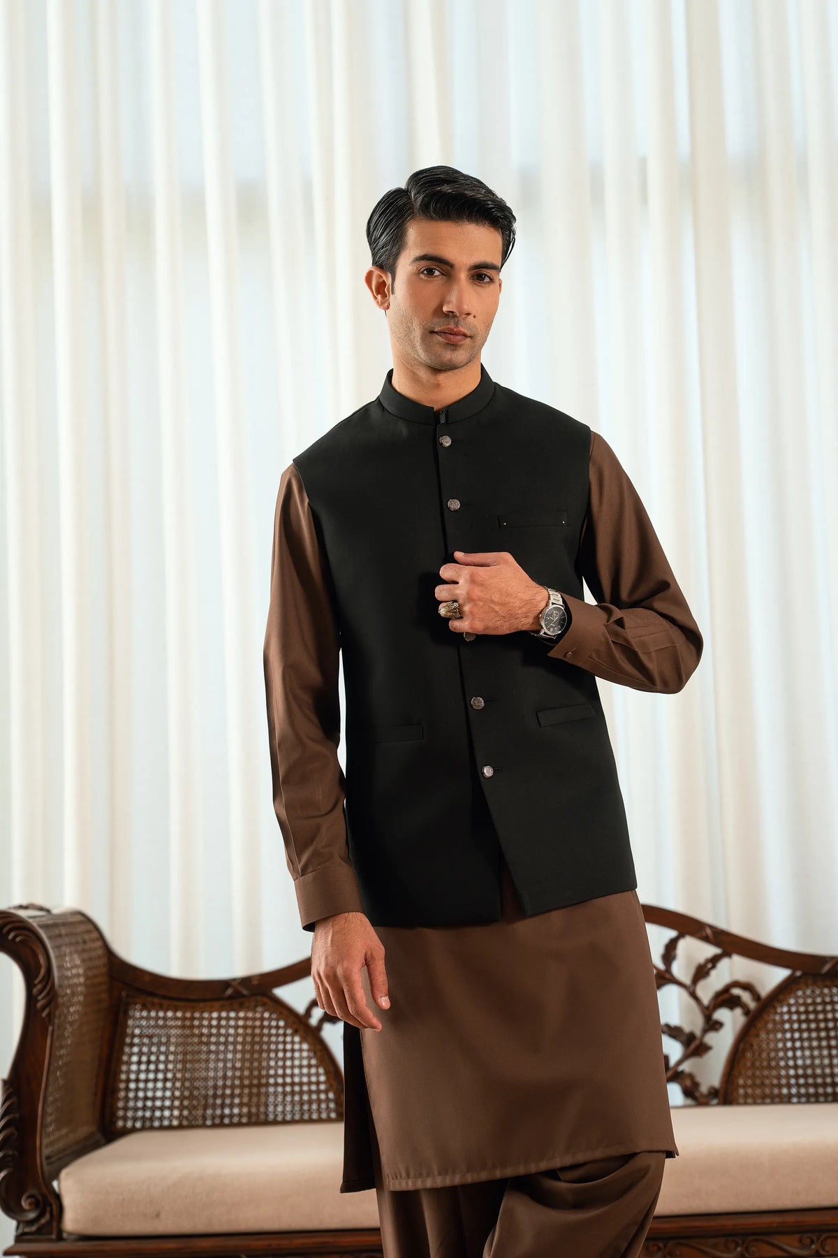 Black Suiting Waistcoat WS-20010