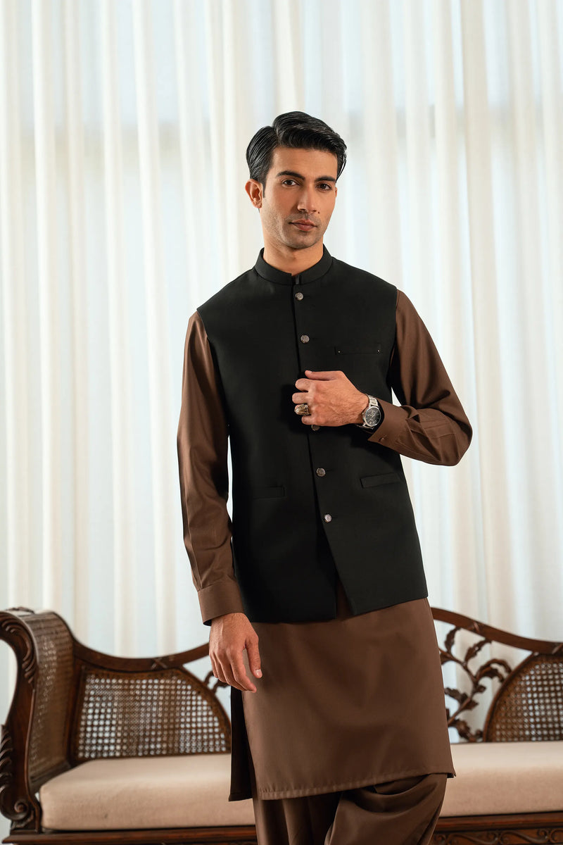 Jet Black Suiting Waistcoat W-2022